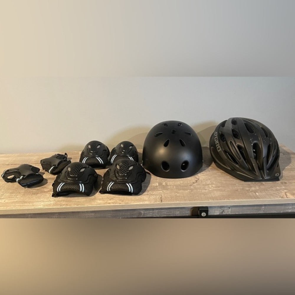 Adult Teen Bike Skateboard Helmets Pads Bundle Black Giro